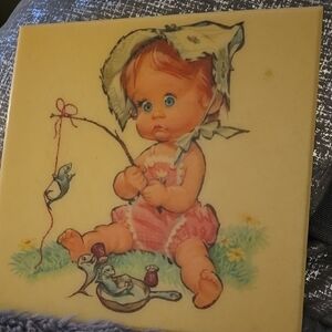 Vintage Baby Illustration Ceramic Tile